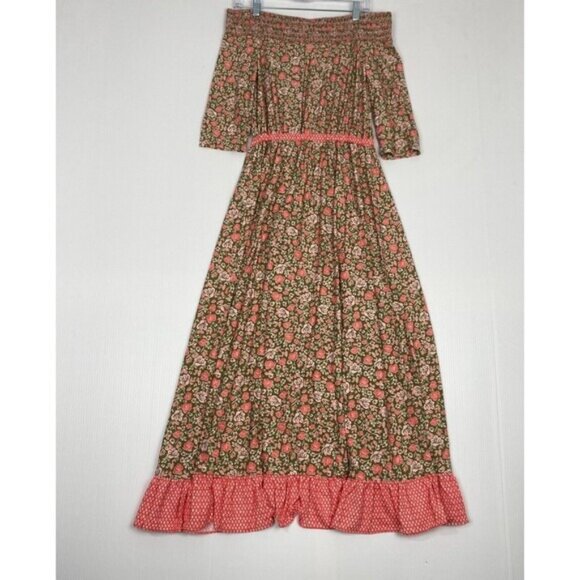 CABANA LIFE S Jetties Beach Off The Shoulder Ruffle Maxi Dress/Cover-up Size L - Picture 4 of 16